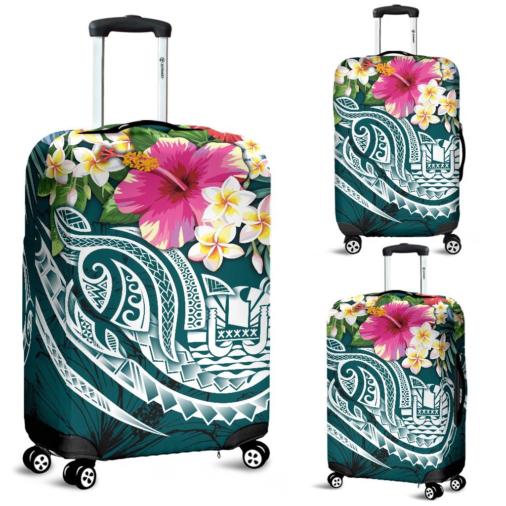 Tahiti Polynesian Luggage Covers - Summer Plumeria (Turquoise) - Polynesian Pride