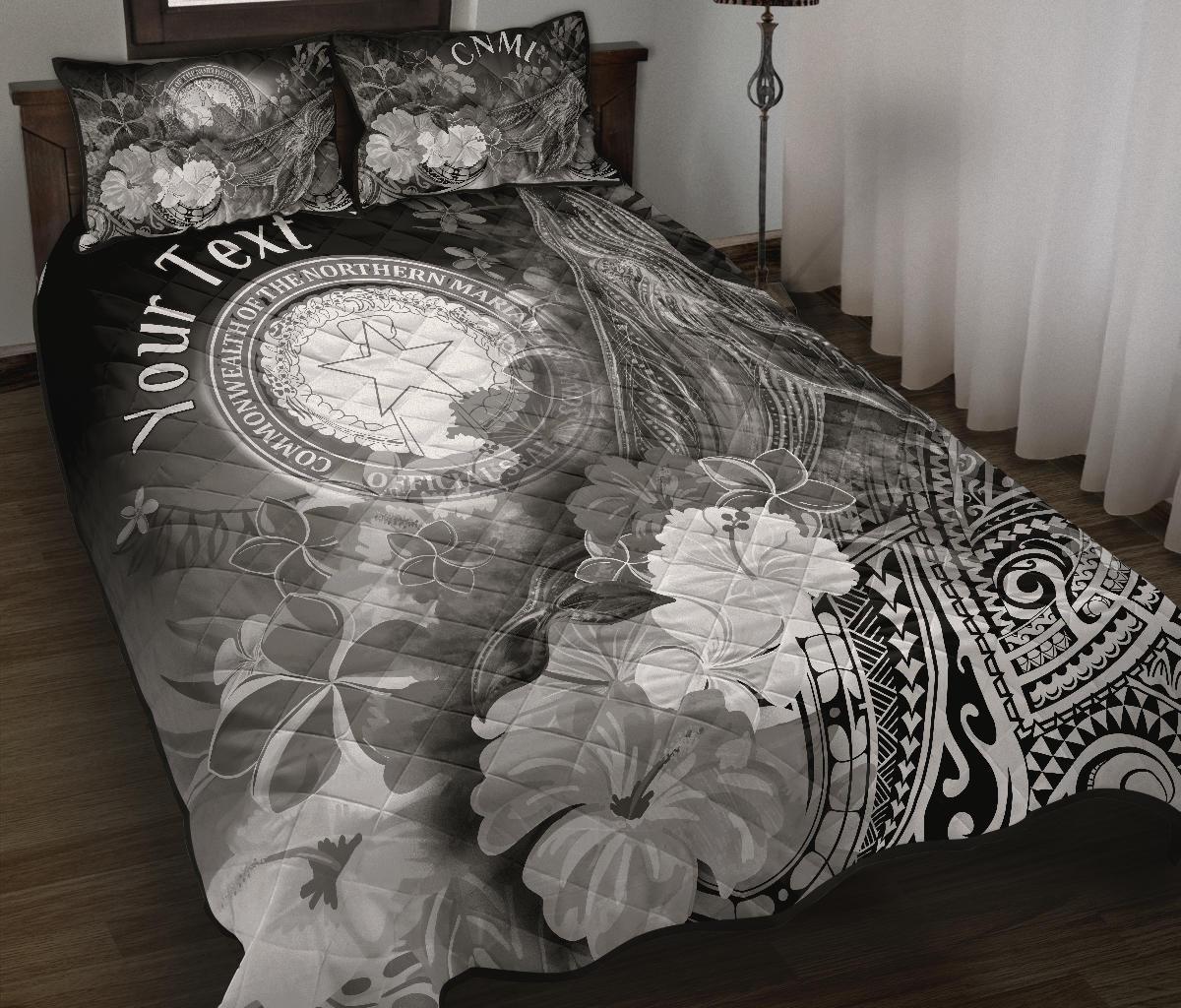 CNMI Custom Personalised Quilt Bed Set - Humpback Whale with Tropical Flowers (White) White - Polynesian Pride