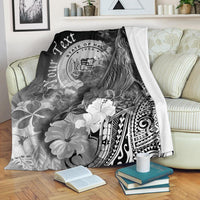 Polynesian Hawaii Custom Personalised Premium Blanket - Humpback Whale with Tropical Flowers (White) White - Polynesian Pride