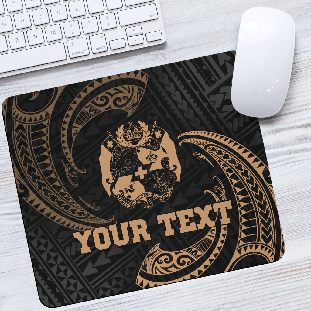 Tonga Polynesian Custom Personalised Mouse Pad - Gold Tribal Wave One Style One Size Black - Polynesian Pride