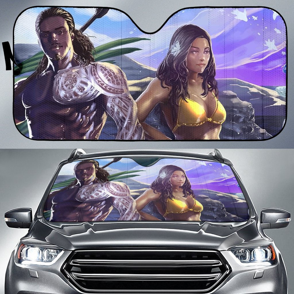 Polynesian Islander Car Sun Shade Auto Sun Shade Universal Fit Blue - Polynesian Pride