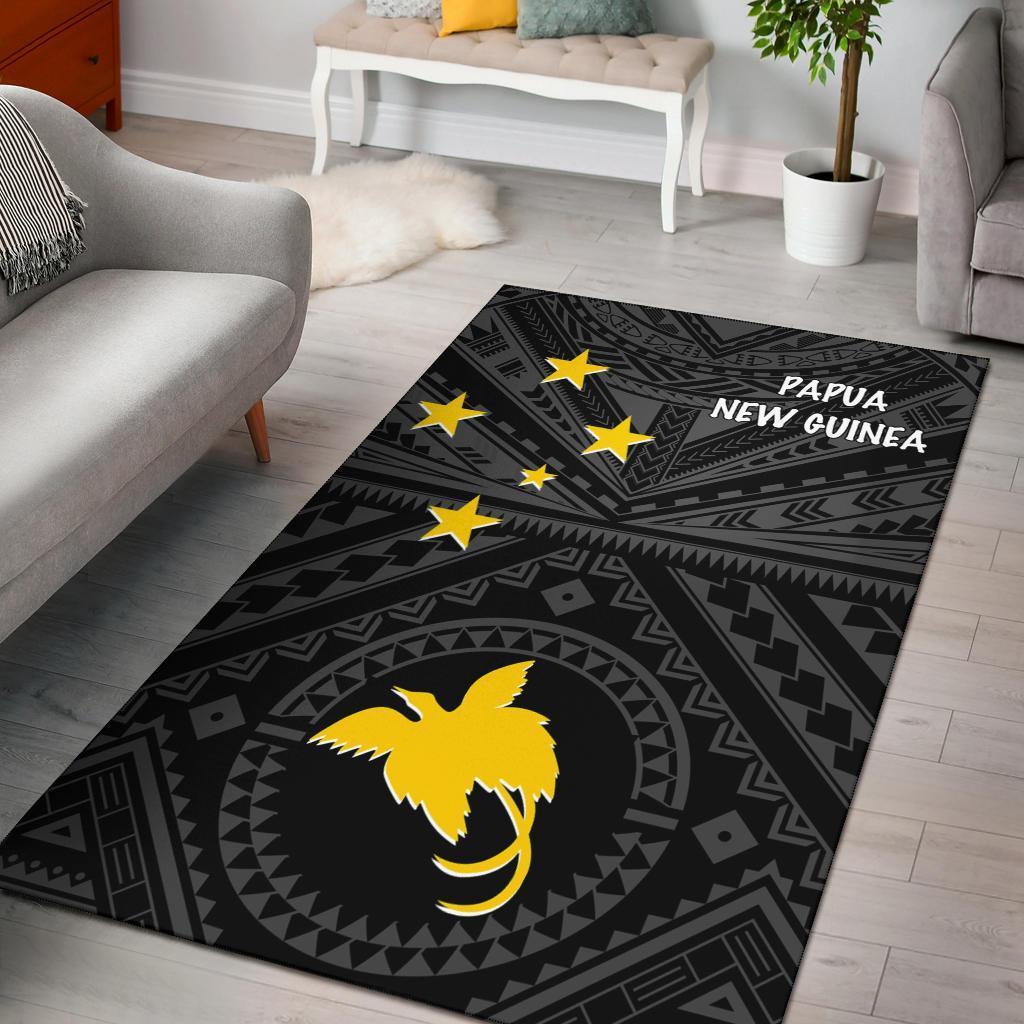 Papua New Guinea Area Rug - Flag With Polynesian Patterns (Black) Black - Polynesian Pride