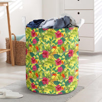 Hawaii Tropical Leaves And Flowers Hawaii Laundry Basket Laundry Basket One Size Black - Polynesian Pride