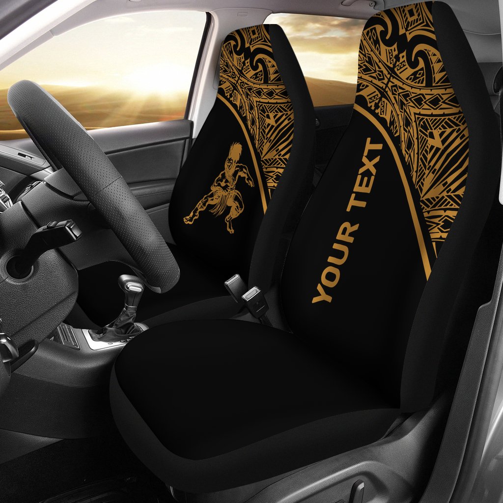 Hawaii Custom Personalised Car Seat Covers - Warriors Polynesian Gold Curve Universal Fit Gold - Polynesian Pride