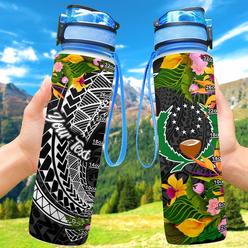 Pohnpei State Custom Personalised Hydro Tracking Bottle - Seal Spiral Polynesian Patterns Hydro Tracking Bottle - Pohnpei 32oz Large Black - Polynesian Pride