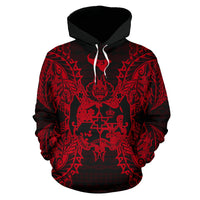Tonga Polynesian ll Over Hoodie Map Red - Polynesian Pride