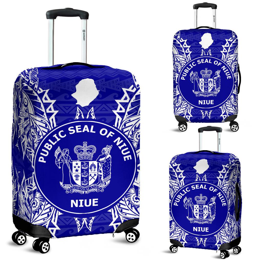 Niue Polynesian Luggage Covers Map Blue Blue - Polynesian Pride
