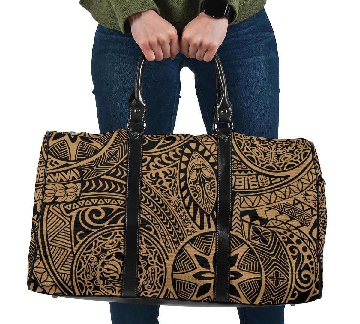 Polynesian Hawaiian Style Tribal Tattoo Gold Hawaii Travel Bag Travel Bag One size Gold - Polynesian Pride