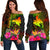 Papua New Guinea Polynesian Personalised Women's Off Shoulder Sweater - Hibiscus and Banana Leaves Art - Polynesian Pride