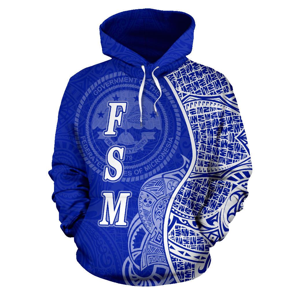 Federated States of Micronesian Polynesian Hoodie Coconut Tree Blue - Polynesian Pride