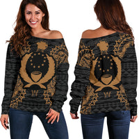 Pohnpei Polynesian Shoulder Sweater Map Gold Gold - Polynesian Pride