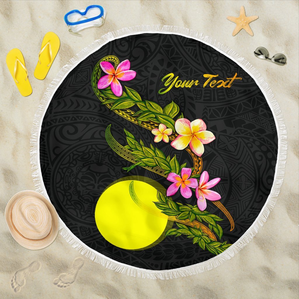 Palau Custom Personalised Beach Blanket - Plumeria Tribal ONE STYLE ONE SIZE BLACK - Polynesian Pride