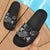 Niue Slide Sandals - Turtle Hibiscus Pattern Black Black - Polynesian Pride