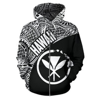 Hawaii Zip up Hoodie Hawaii Kanaka Maoli Polynesian Tattoo 01 - Polynesian Pride