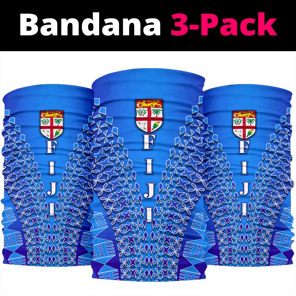 Fiji Drua Bandana 3 - Pack Tapa One Size Blue - Polynesian Pride