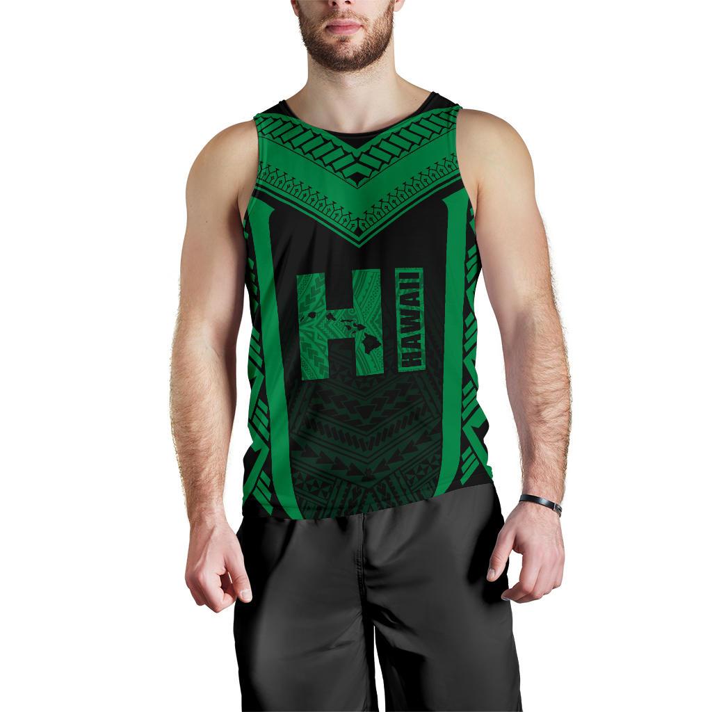 Hawaiian Kanaka Polynesian Men's Tank Top Active Green - Polynesian Pride