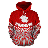 Pohnpei Polynesian Hoodie Red Pride Map nd Seal - Polynesian Pride