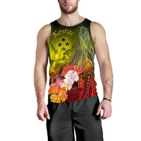 Kosrae Men's Tank Top - Humpback Whale with Tropical Flowers (Yellow) - Polynesian Pride
