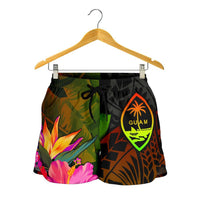 Guam Polynesian Women's Shorts - Hibiscus and Banana Leaves - Polynesian Pride