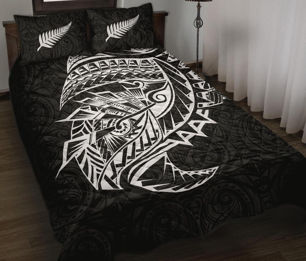 Maori Tattoo Quilt Bed Set Polynesian Style Black - Polynesian Pride