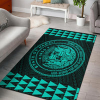 Kakau Seal Of Hawaii Polynesian - Turquoise Rug Turquoise - Polynesian Pride