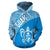 Guam Zip up Hoodie Guam Coat of Arm In Turtle Polynesian Tattoo Blue White - Polynesian Pride