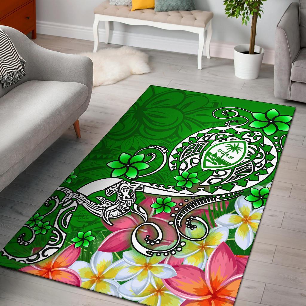 Guam Area Rug - Turtle Plumeria (Green) Green - Polynesian Pride