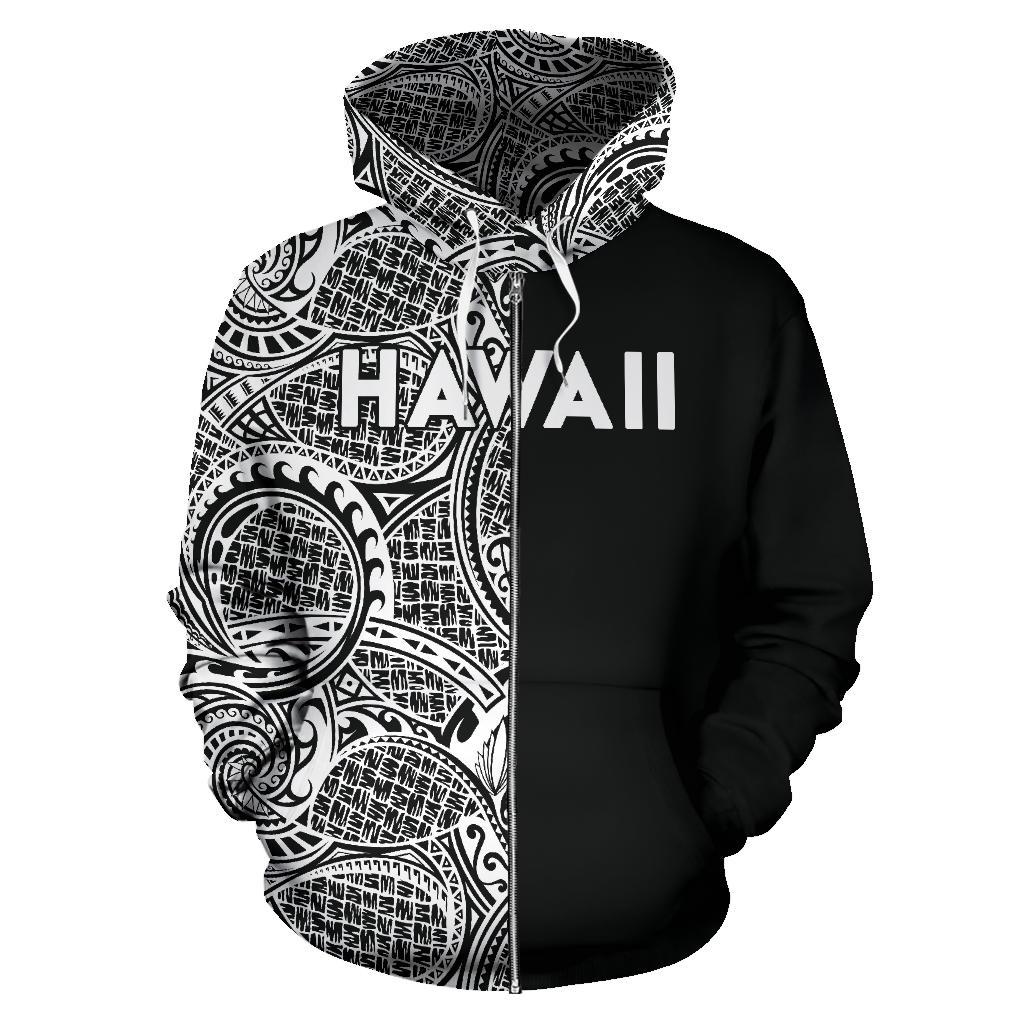 Polynesian Madame Pele Kanaka Hawaii Zip Hoodie The Half White - Polynesian Pride