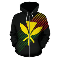Hawaii Kanaka Flag Zip up Hoodie Center Style - Polynesian Pride