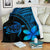 Hawaii Premium Blanket - Hawaii Turtle Plumeria Blue White - Polynesian Pride