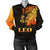 Sun In Leo Zodiac Women Bomber Jacket Polynesian Tattoo Simple - Orange Black Art - Polynesian Pride