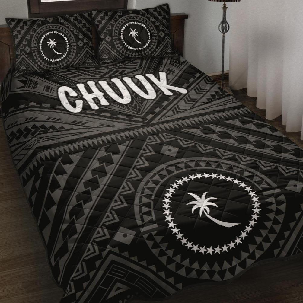 Chuuk Quilt Bed Set - Chuuk Seal With Polynesian Tattoo Style ( Black) Black - Polynesian Pride