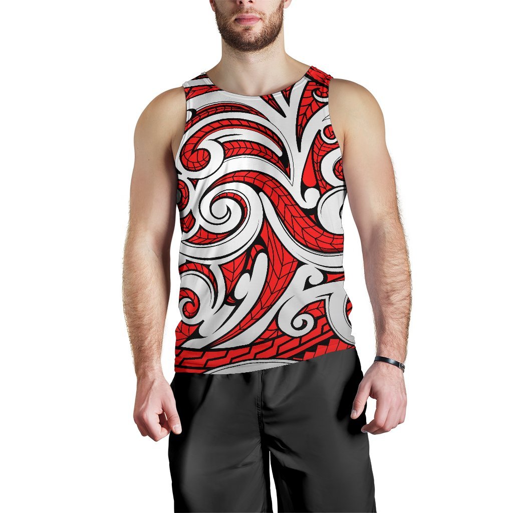 Polynesian Maori Ethnic Ornament Red Hawaii Men's Tank Top Red - Polynesian Pride