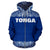 Tonga All Over Zip up Hoodie Polynesian Blue and White - Polynesian Pride