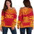 Papua New Guinea Flag Polynesian Chief Women's Off Shoulder Sweater Red - Polynesian Pride