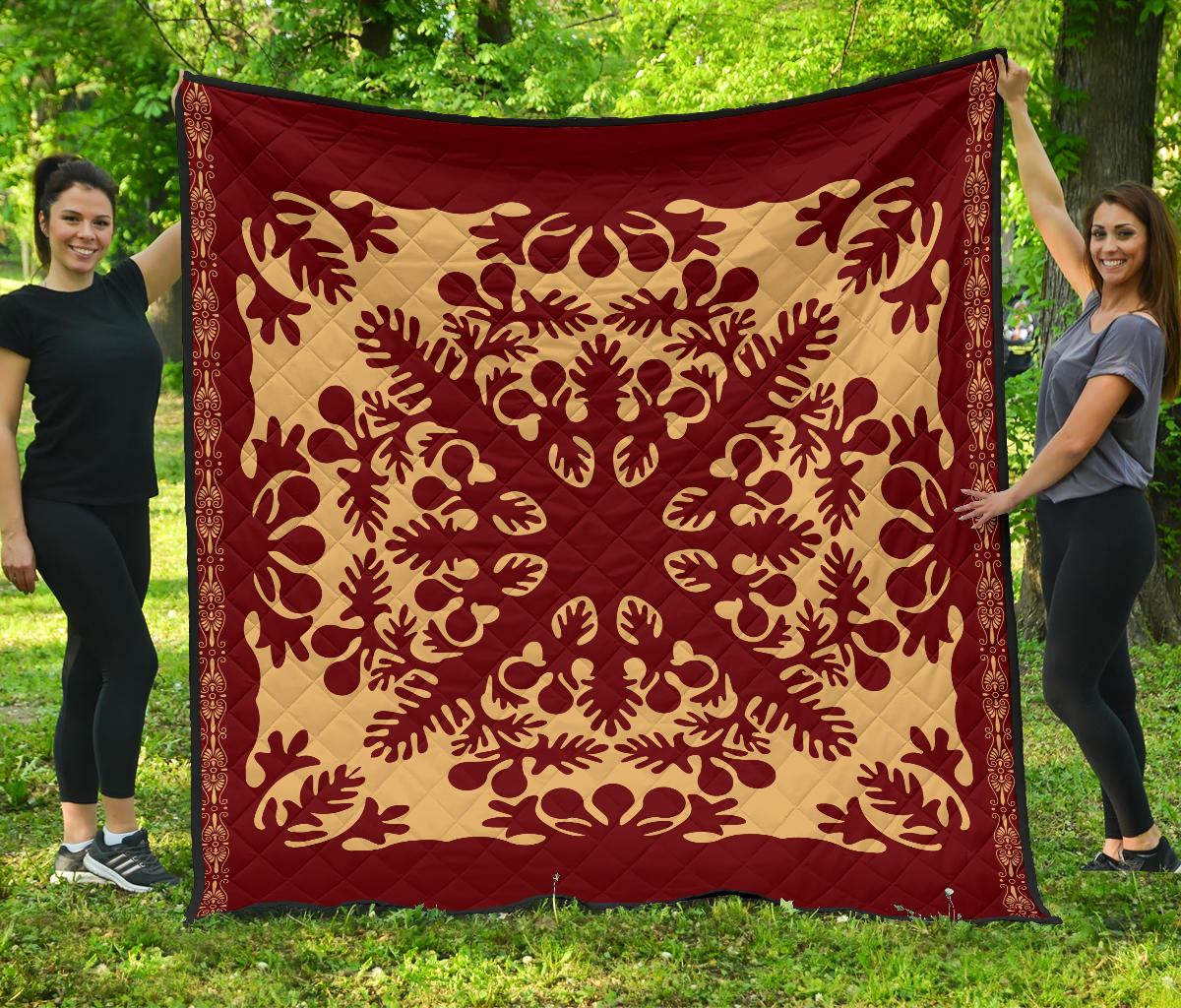 Hawaiian Quilt Vintage Premium Quilt Red - Polynesian Pride