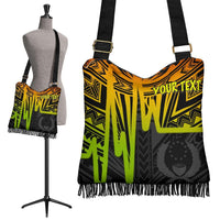 Pohnpei Personalised Boho Handbag - Pohnpei Seal In Heartbeat Patterns Style (Reggae) - Polynesian Pride