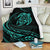 Hawaii Turtle Premium Blanket - Turquoise - Frida Style White - Polynesian Pride