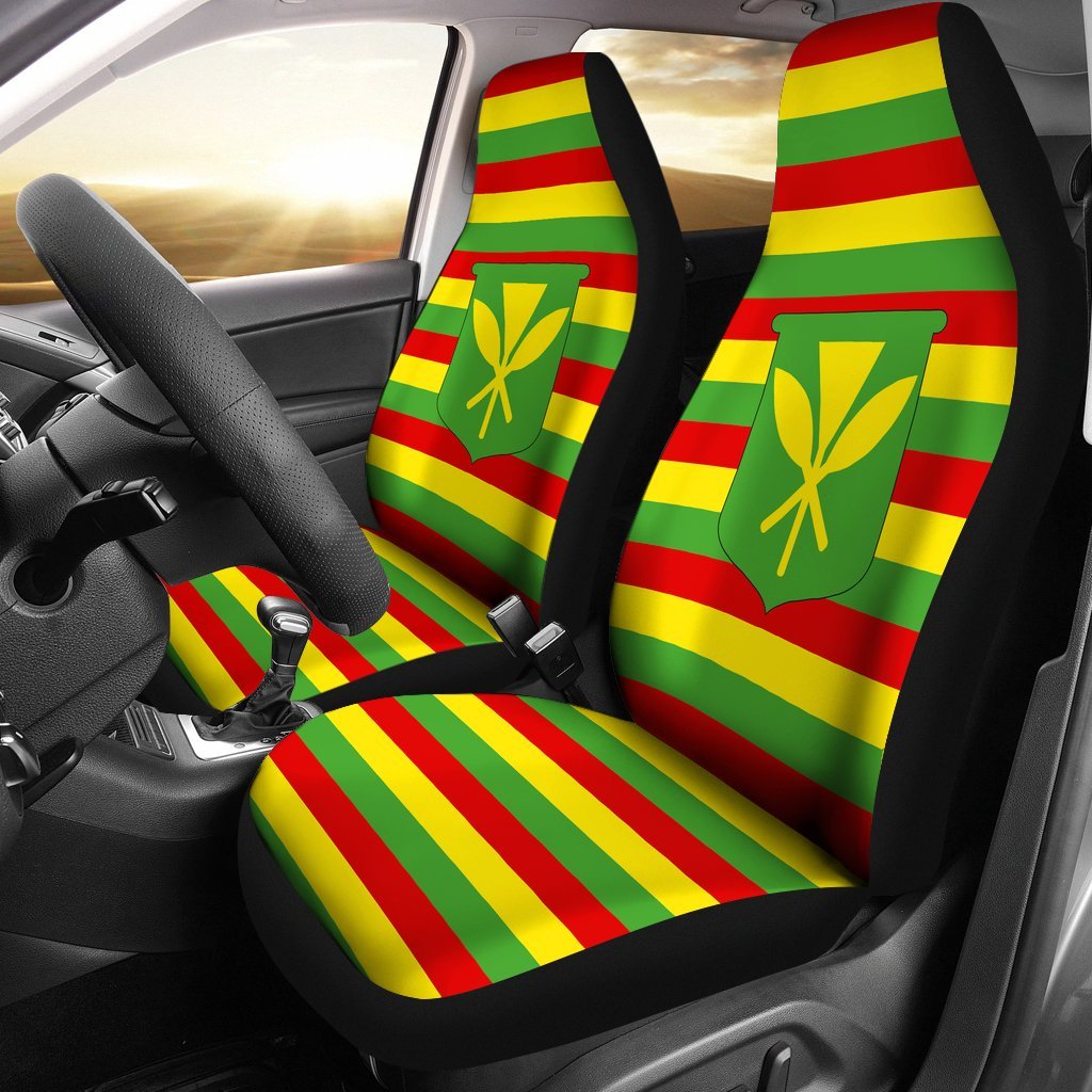 Hawaii Car Seat Covers - Hawaii Kanaka Maoli Flag - K5 Universal Fit Black - Polynesian Pride