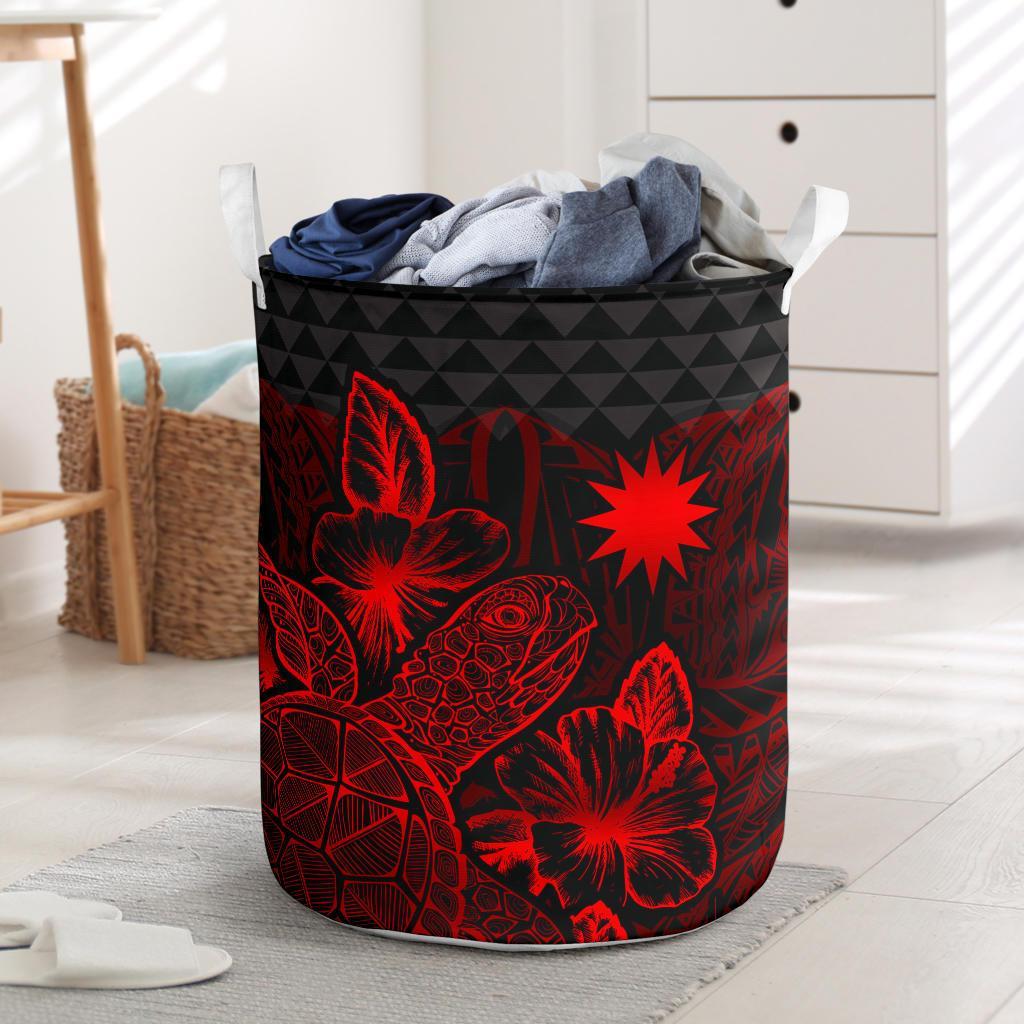 Nauru Laundry Basket - Polynesian Turtle Hibiscus Red Laundry Basket One Size Red - Polynesian Pride