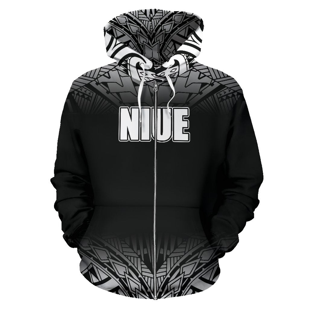 Niue All Over Zip up Hoodie Fog Black Style - Polynesian Pride
