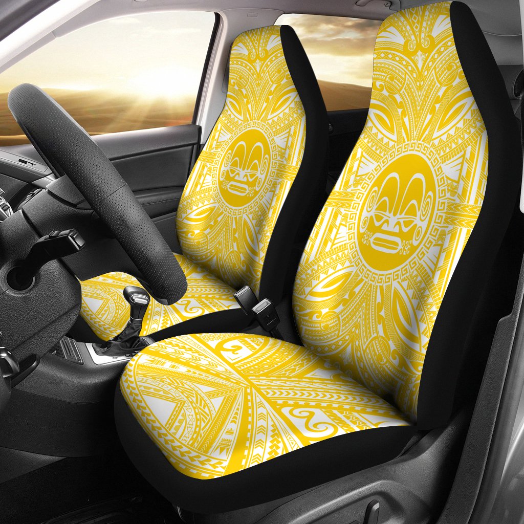 Marquesas Islands Car Seat Cover - Marquesas Islands Coat Of Arms Polynesian Flag Color Universal Fit Yellow - Polynesian Pride