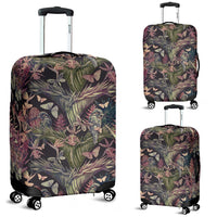 Palm Leaves, Tropical Flowers Luggage Cover White - Polynesian Pride