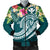 Polynesian Hawaii Kanaka Maoli Men's Bomber Jacket - Summer Plumeria Blue - Polynesian Pride