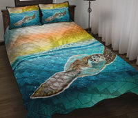 Hawaii Sunshine Palm Tree Polynesian Turtle Quilt Bed Set - Polynesian Pride