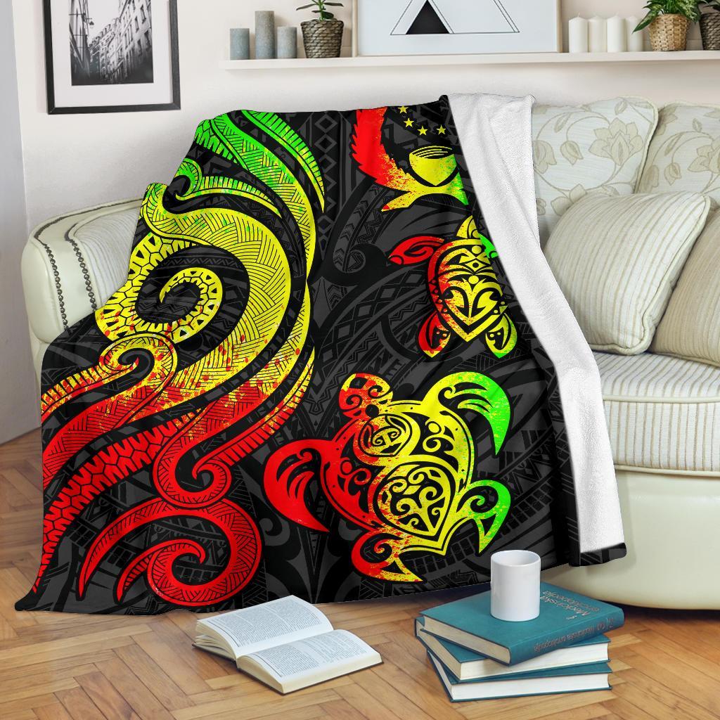 Pohnpei Micronesian Premium Blanket - Reggae Tentacle Turtle White - Polynesian Pride