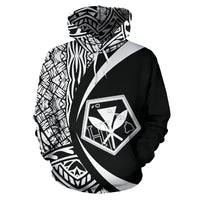 Kanaka Polynesian Tribal Hoodie Circle Style White Color - Polynesian Pride