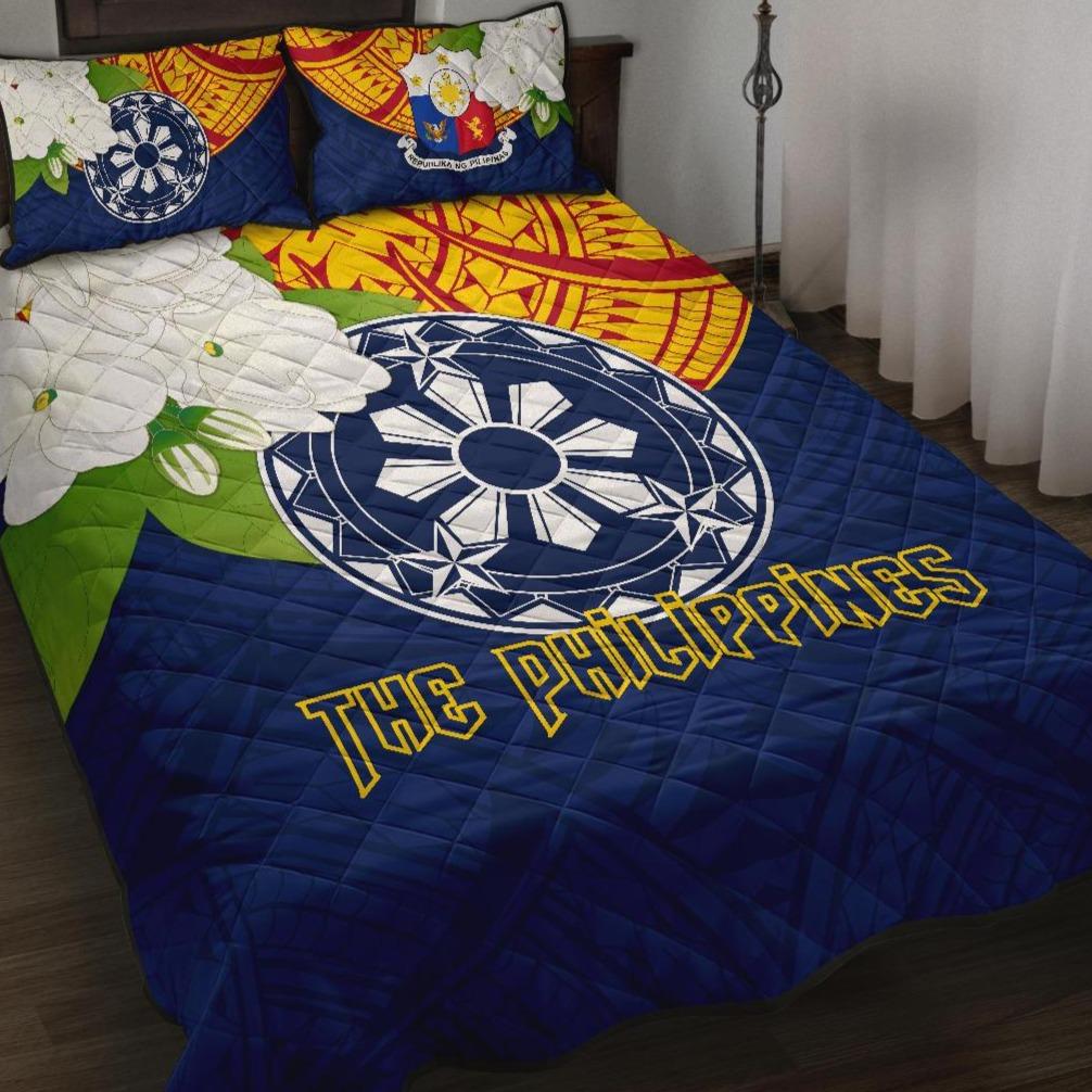 The Philippines Quilt Bed Set - Filipino Sampaguita Blue - Polynesian Pride