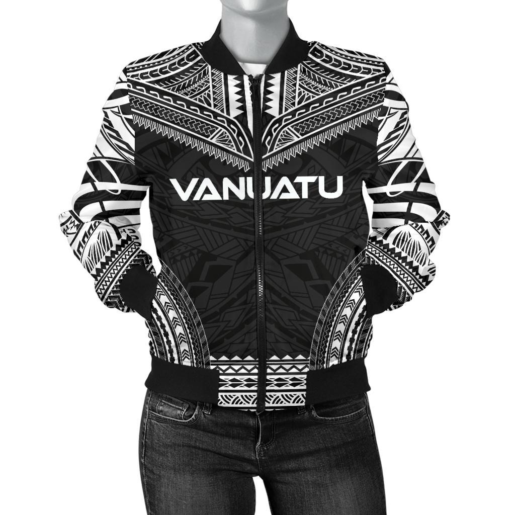 Vanuatu Polynesian Chief Women'S Bomber Jacket - Black Version Black - Polynesian Pride