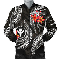 Polynesian Hawaii Men Bomber Jacket - Black Plumeria - Polynesian Pride